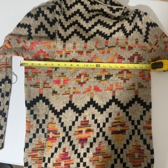 John Fashion Aztec Boho Open Front Long Sleeve Women's Sweater - Size L - Picture 7 of 8